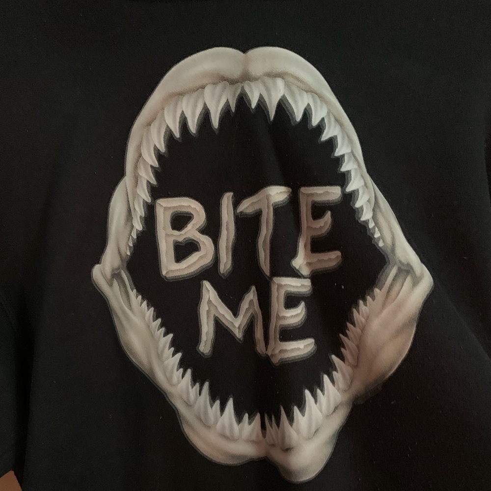 BITE ME Shark Tooth Cropped Hoodie